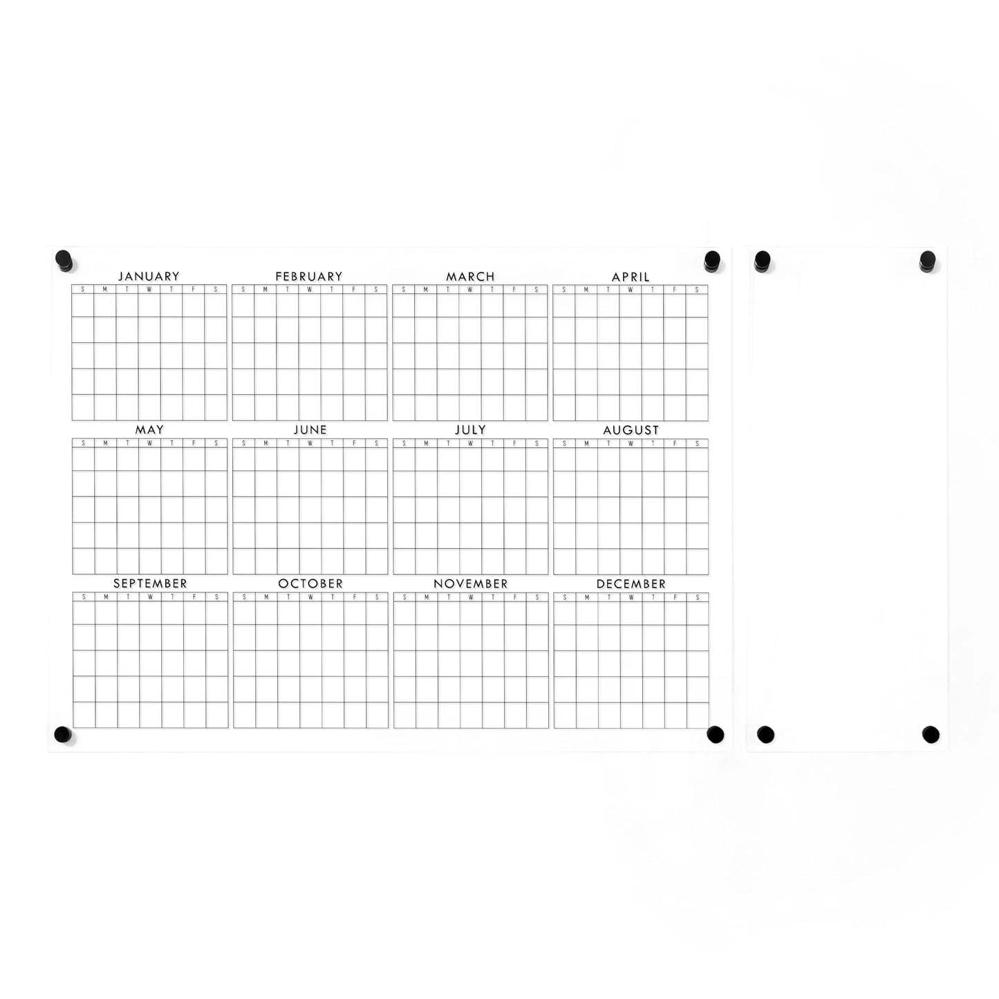 Full Year Wall Calendar, Yearly Wall Calendar 2025, Clear Wall Calendar, Acrylic Calendar, Dry Erase Calendar, Large 2025 Wall Calendar (Cursive, Champagne Gold, 31"x23" + 9"x23" slim board)
