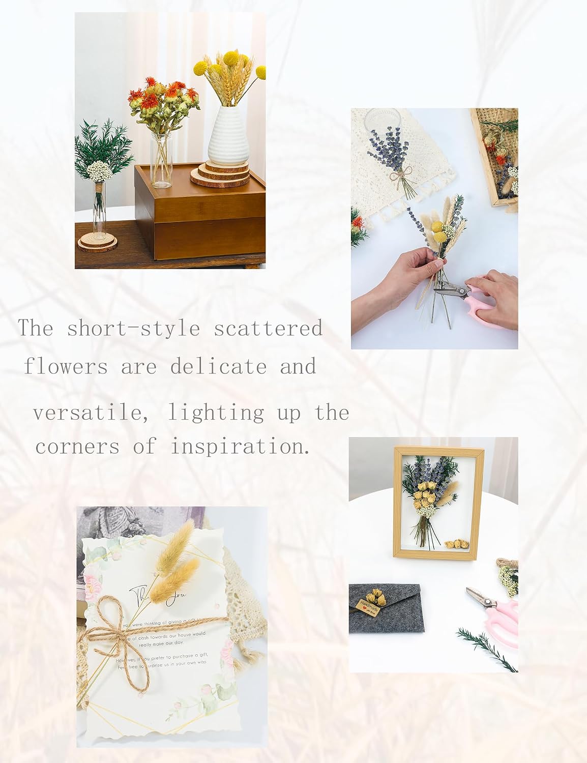 xin's convey DIY Natural Dried Flower Set, Bulk Dried Flowers for Vase, Dried Flowers with Stems, Dried Roses, Mini Dried Flower Bouquets.(Brown)