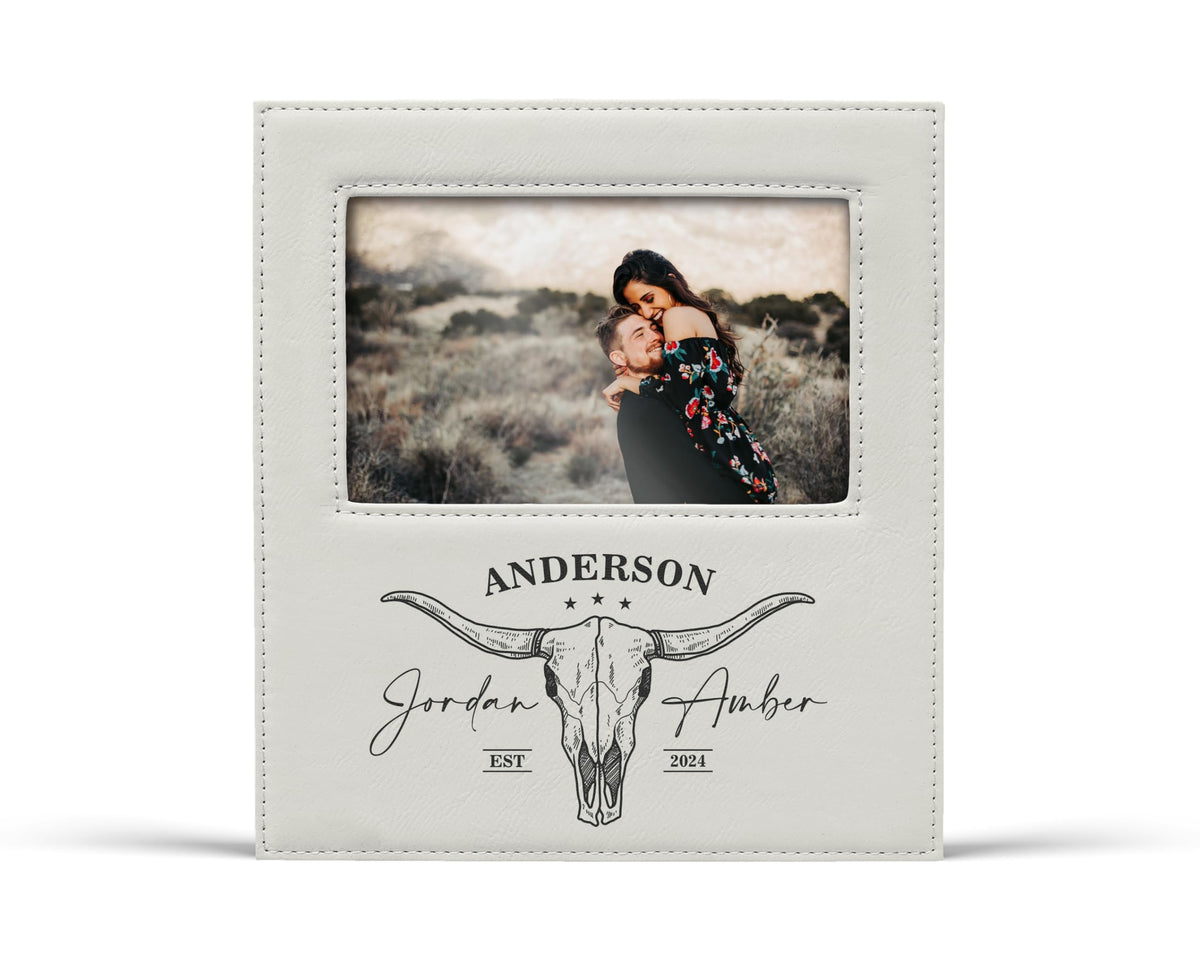 Alterd Industries Customized Picture Frames 8x10 with 4x6 Photo Display - Gift of Anniversary for Couples - Engagement Photo Display Frame with Names - Custom Photo Frame (Script - White/Black - 4x6)
