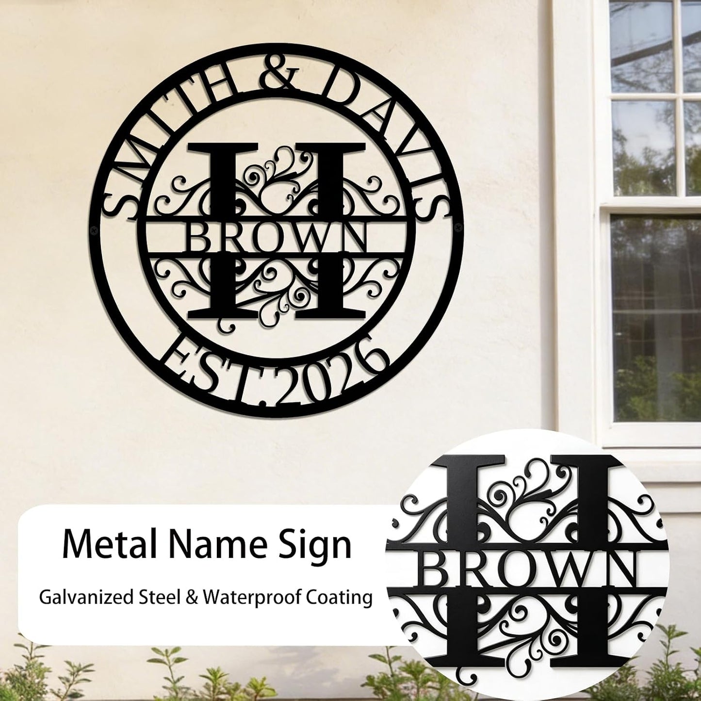 Personalized Wedding Gifts for the Couple, Custom Metal Name Sign, Family Name Sign, Personalized Wedding Gift, Wedding Gifts for Couples 2026, Metal Wall Art Outdoor (Round Name Sign)