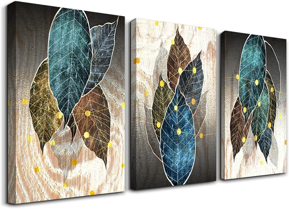 Abstract Canvas Wall Art For Living Room Family Wall Decor For Bedroom Kitchen Artwork Abstract Leaves Canvas Prints Painting Modern Office Decor Wall Pictures Bathroom Home Decor 12" X 16" 3 Piece