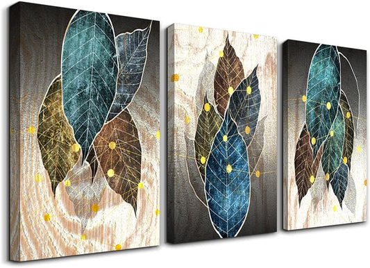 Abstract Canvas Wall Art For Living Room Family Wall Decor For Bedroom Kitchen Artwork Abstract Leaves Canvas Prints Painting Modern Office Decor Wall Pictures Bathroom Home Decor 12" X 16" 3 Piece