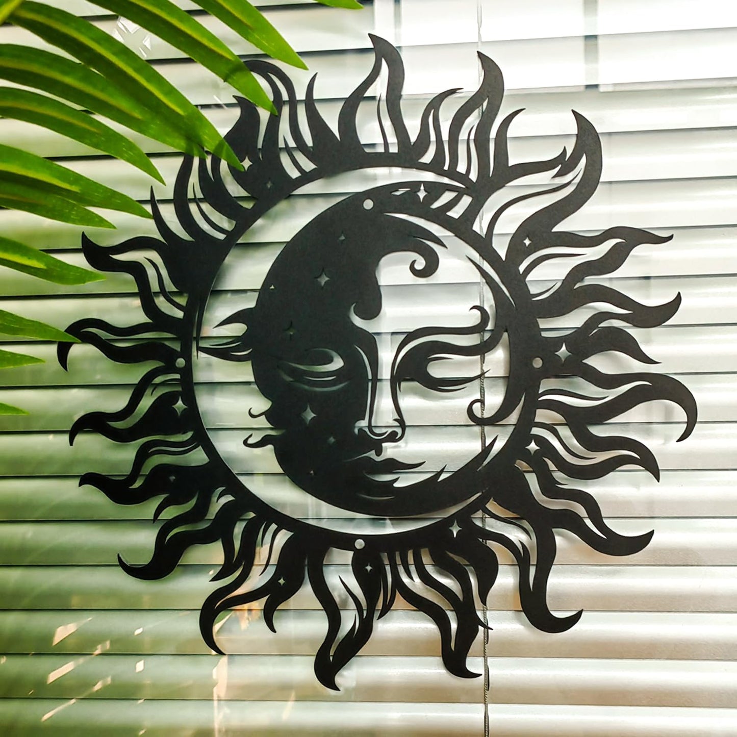 Magilab Personalized Sun & Moon Iron Wall Art - Black Celestial Plaque for Home Decor, 8-12 Inch (8 inch)