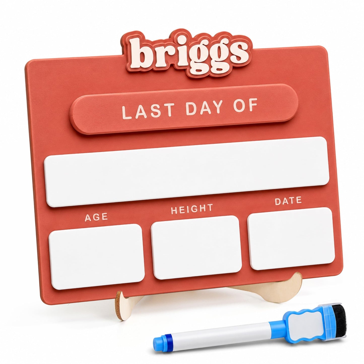Custom First and Last Day of School Board with Wooden Name, Reusable Dry Erase School Milestone Sign for Preschool, Kindergarten & Pre-K, Back to School Photo Prop with Marker (D18)