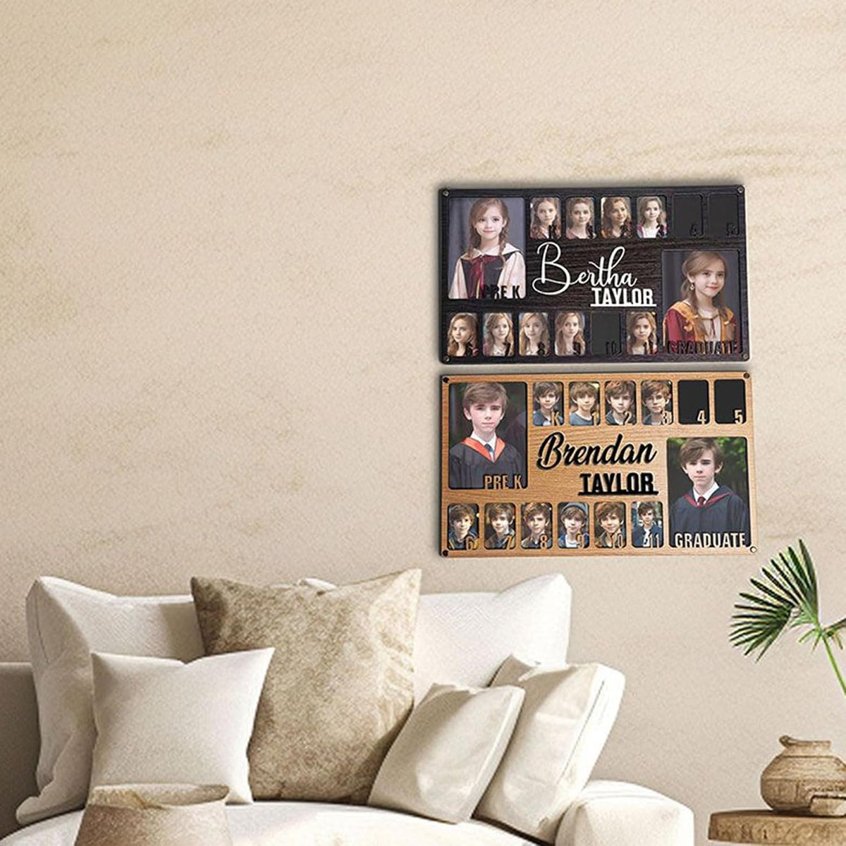 Personalized Pre K to Graduation School Picture Frame, Name Custom Grade School Year Photo Frame Graduation Photo Display Board Memories Keepsake Gift for Kids