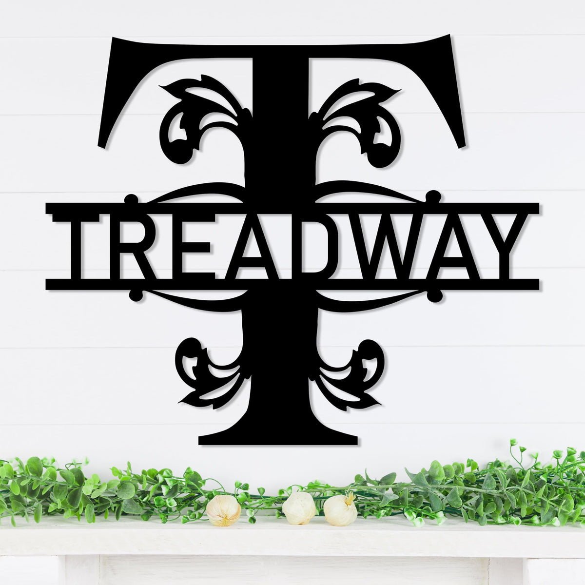Personalized Metal Name Signs, Split Letter Monogram Wall Decor, Custom Last Name Sign, Family Name Sign for Outdoor, Personalized Wedding Gift, Garden Decor, Metal Wall Art, Housewarming Gift (MonogramDesign_8)