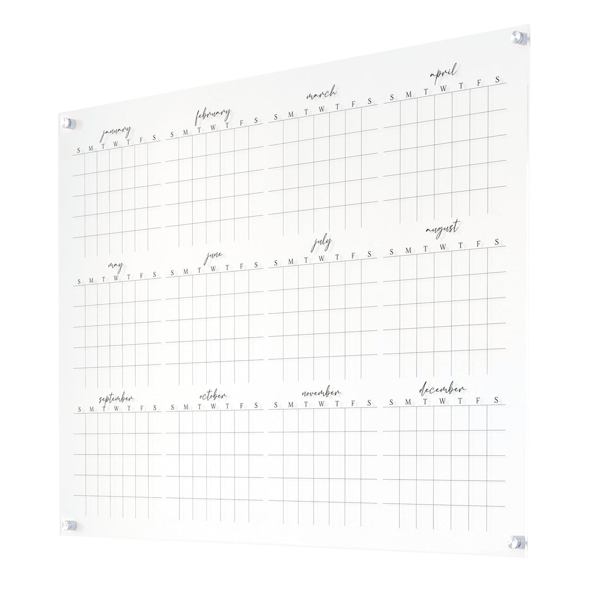 Full Year Wall Calendar, Yearly Wall Calendar 2025, Clear Wall Calendar, Acrylic Calendar, Dry Erase Calendar, Large 2025 Wall Calendar (Cursive, Champagne Gold, 31"x23" + 9"x23" slim board)