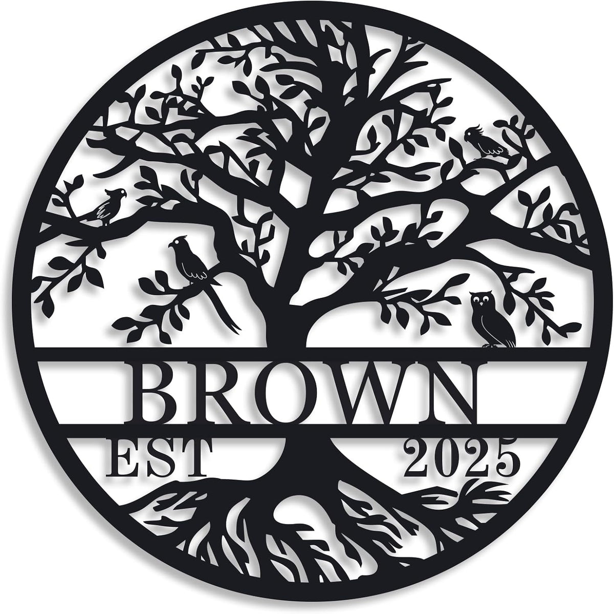 Personalized Tree of Life Metal Sign, Custom Family Name Wall Decor with Established Year, Metal Tree Wall Art for Home, Living Room, Front Door, Housewarming