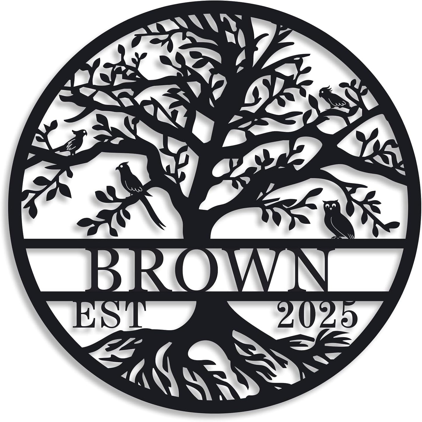Personalized Tree of Life Metal Sign, Custom Family Name Wall Decor with Established Year, Metal Tree Wall Art for Home, Living Room, Front Door, Housewarming