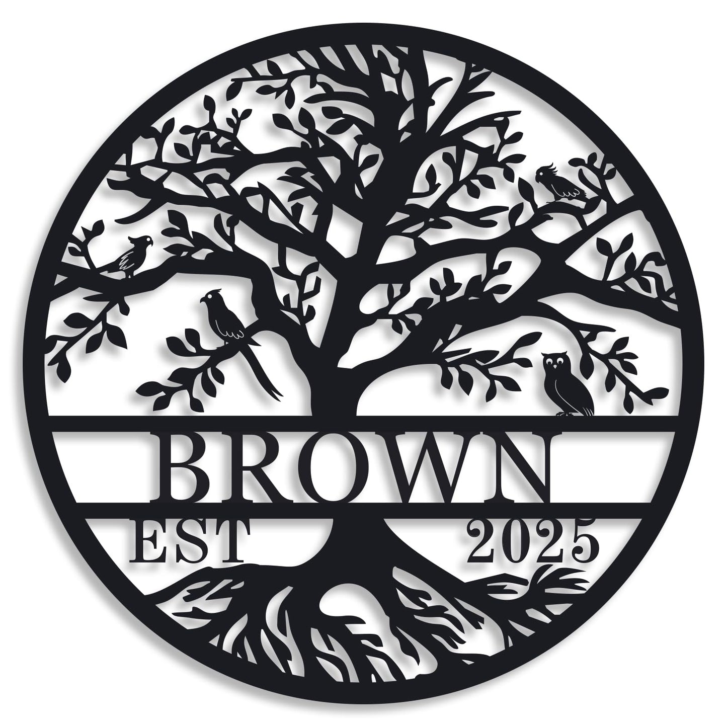 Personalized Tree of Life Metal Sign, Custom Family Name Wall Decor with Established Year, Metal Tree Wall Art for Home, Living Room, Front Door, Housewarming