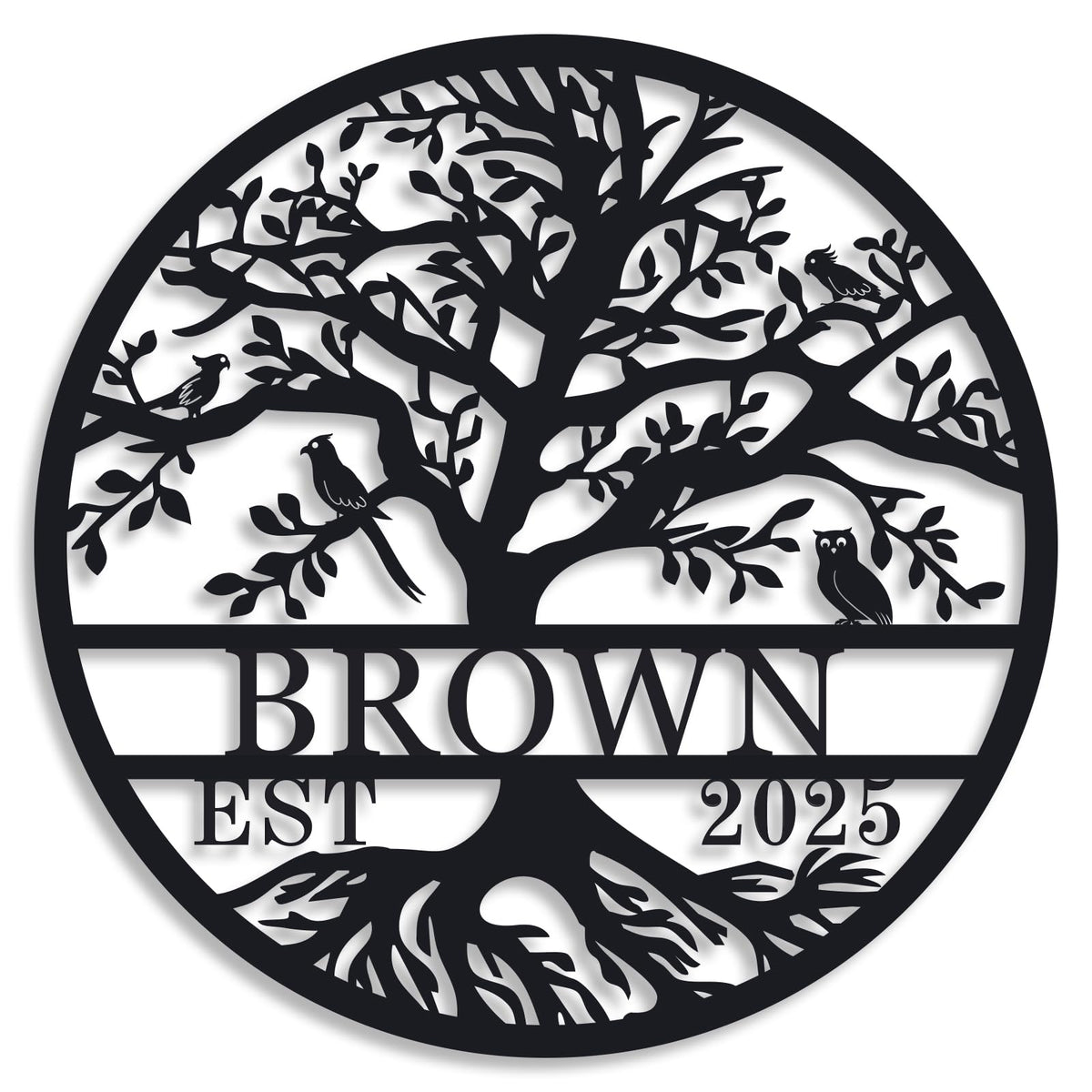 Personalized Tree of Life Metal Sign, Custom Family Name Wall Decor with Established Year, Metal Tree Wall Art for Home, Living Room, Front Door, Housewarming