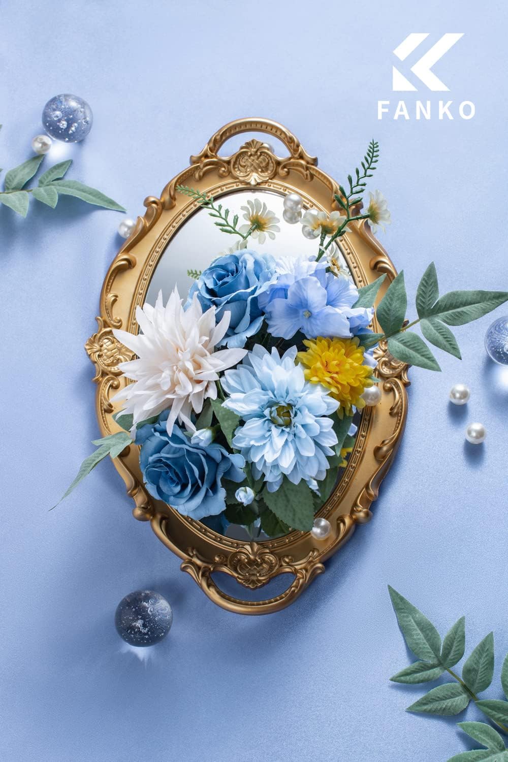 Artificial Flowers DIY Bouquet Combo Faux Rose for Home Decor | Blue White Yellow Fake Dahlia Daisy Hydrangea for Vase, Floral Arrangement, Centerpieces, Wedding Arches, Party Décor