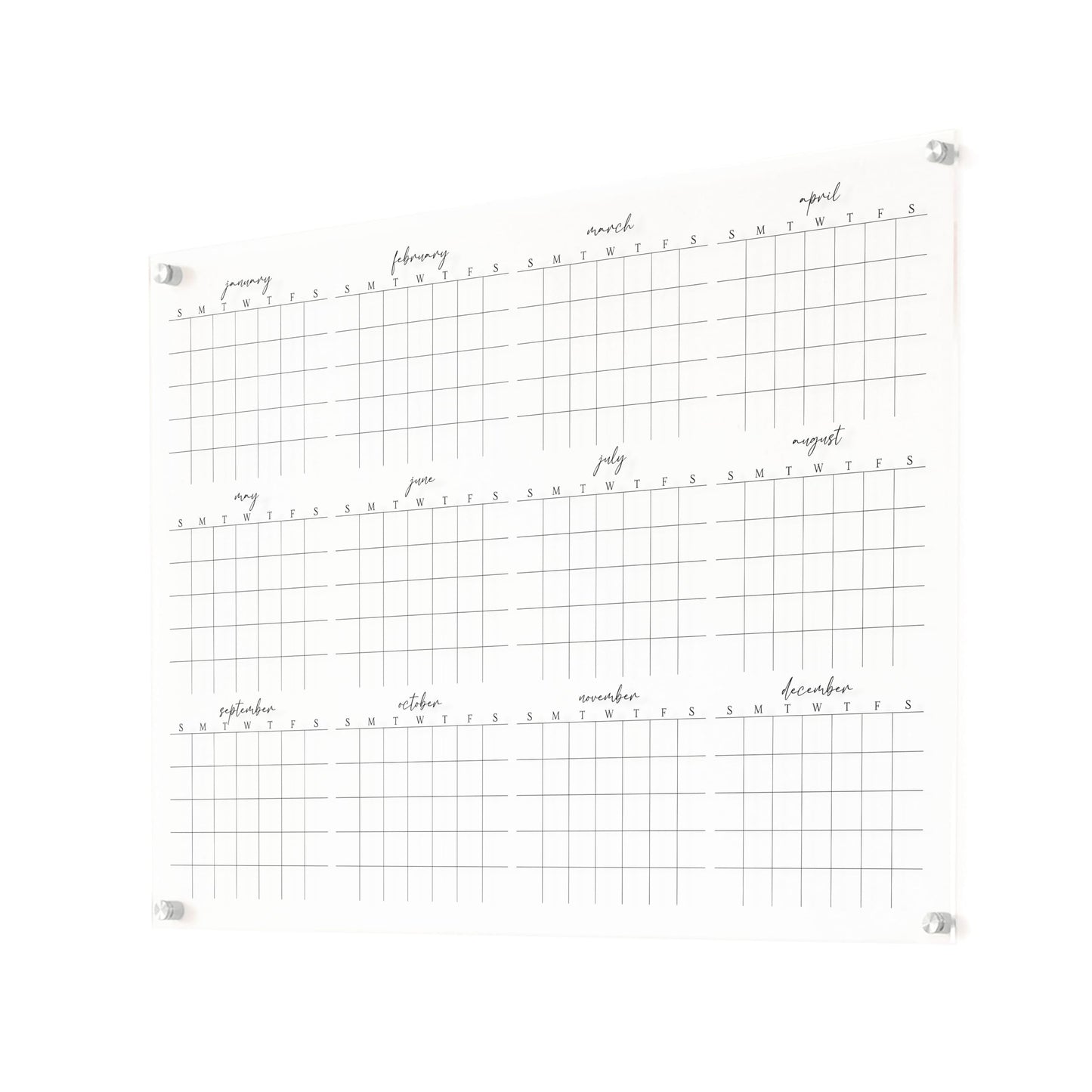 Full Year Wall Calendar, Yearly Wall Calendar 2025, Clear Wall Calendar, Acrylic Calendar, Dry Erase Calendar, Large 2025 Wall Calendar (Cursive, Champagne Gold, 31"x23" + 9"x23" slim board)