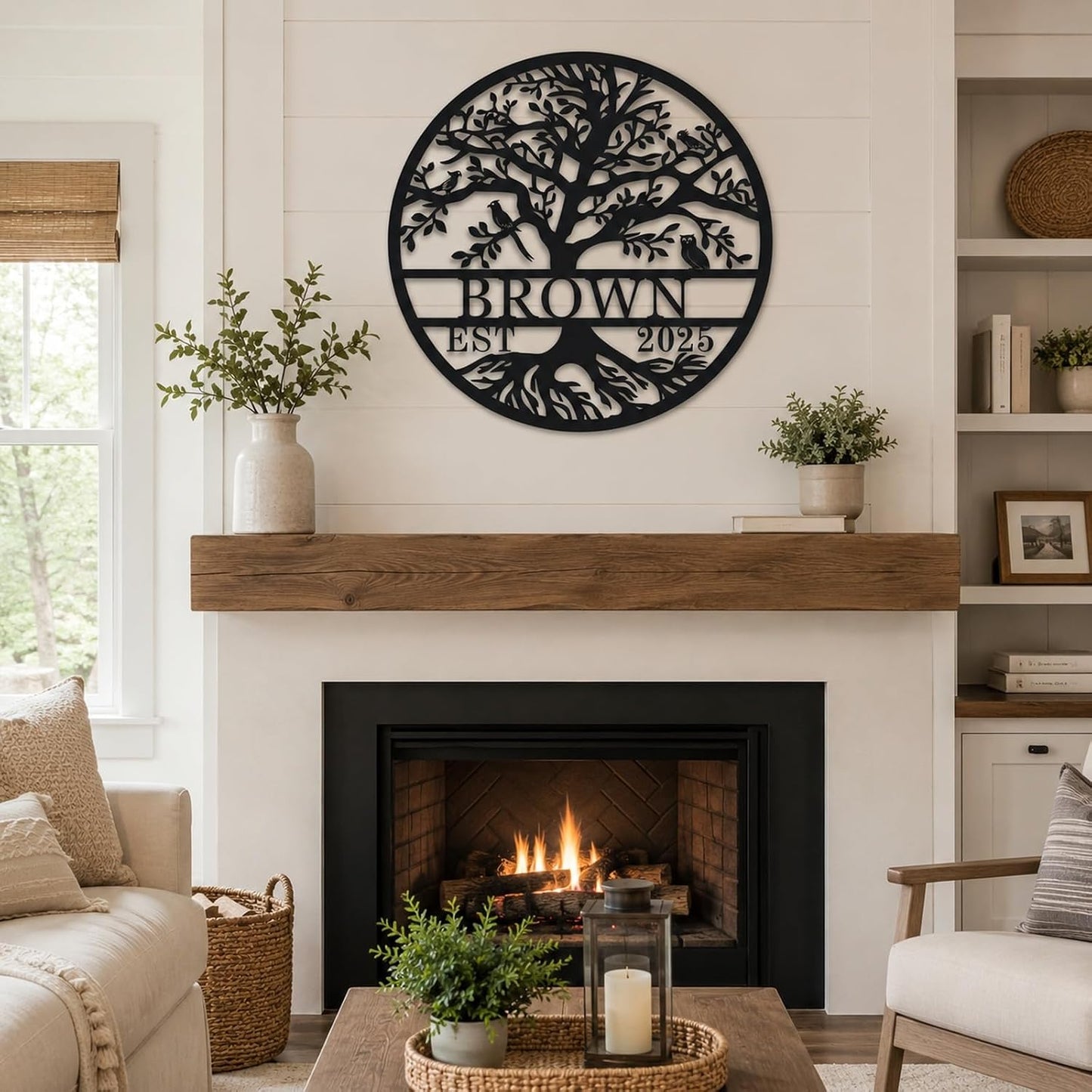 Personalized Tree of Life Metal Sign, Custom Family Name Wall Decor with Established Year, Metal Tree Wall Art for Home, Living Room, Front Door, Housewarming
