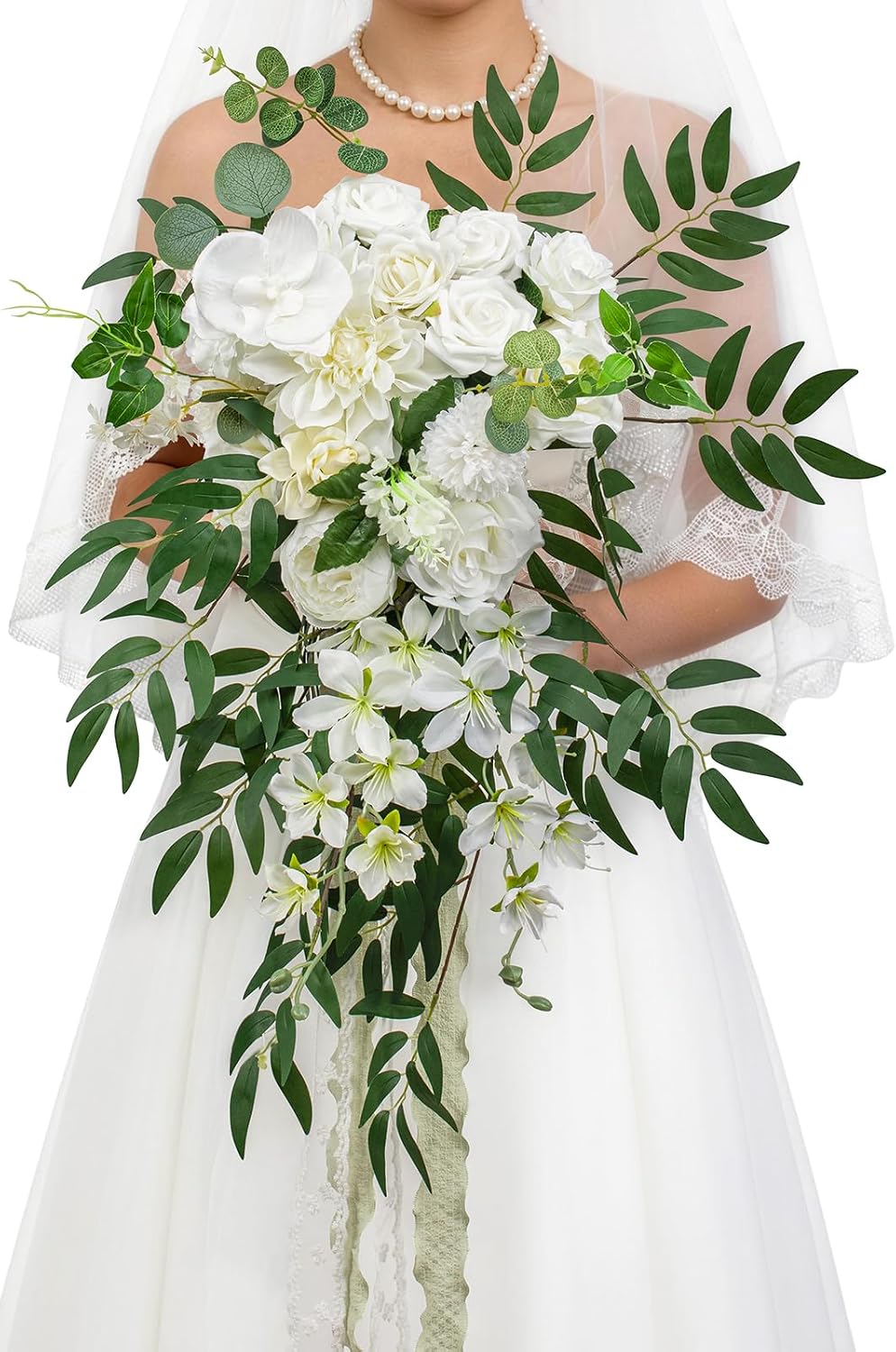Lisuun Wedding Bouquet for Bride, Round Silk Bridal Flower Bouquet | For Ceremonies, Anniversaries, Bridal Photos and Vase Display After the Wedding