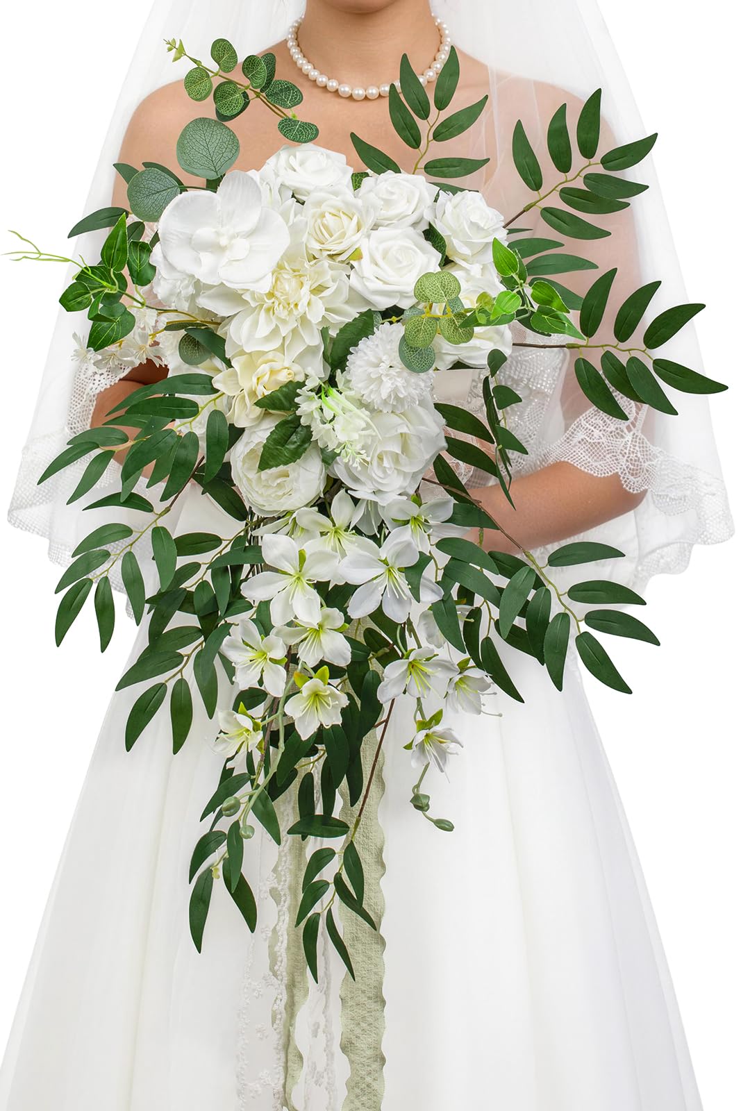 Lisuun Wedding Bouquet for Bride, Round Silk Bridal Flower Bouquet | For Ceremonies, Anniversaries, Bridal Photos and Vase Display After the Wedding