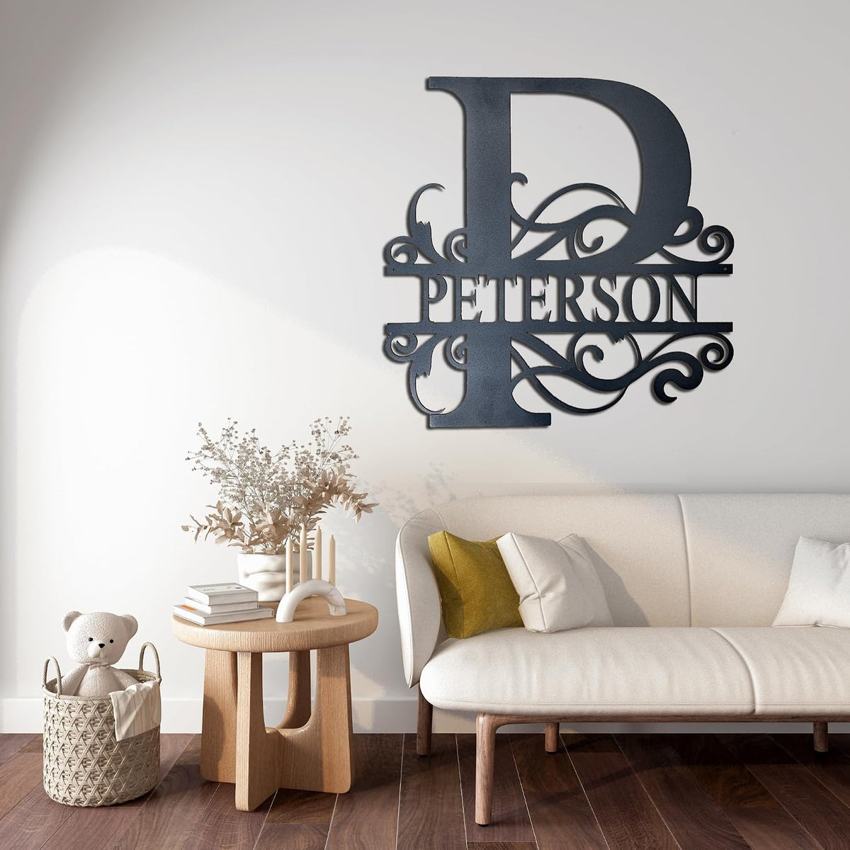 Riverside Designs Custom Metal Monogram Wall Art, Personalized Name and Initial, Steel, Wall Mounted