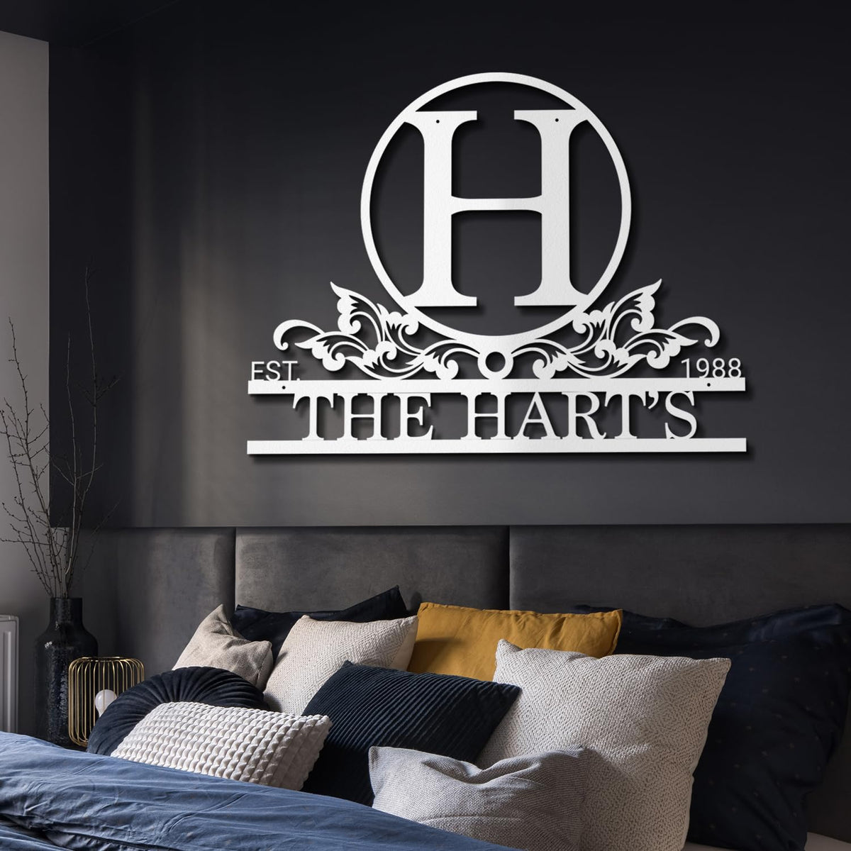 Custom Metal Name Sign Metal Wall Art Split Letter Monogram Wall Art Personalized Wedding Gift Fire Pit Outdoor Decor Cabin Sign
