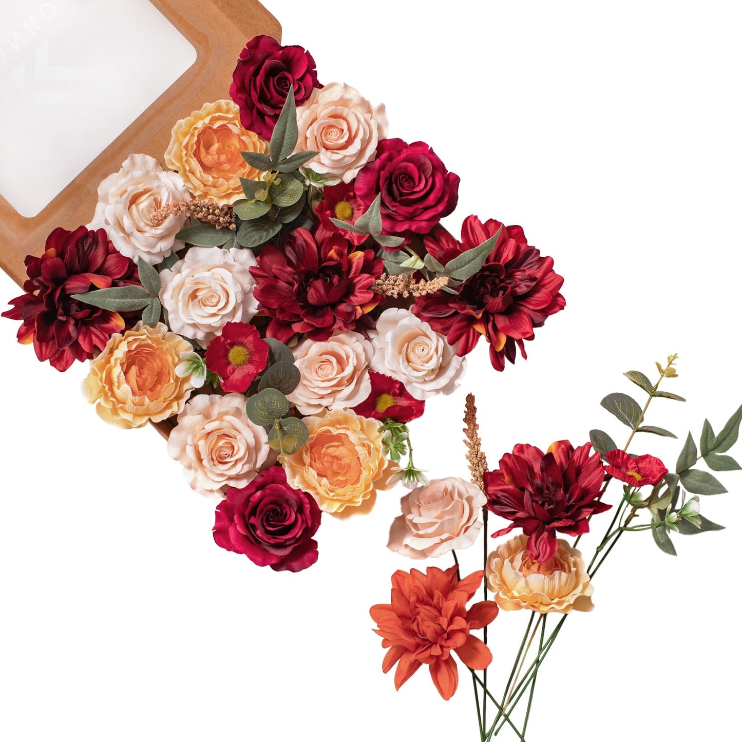 Artificial Flowers DIY Bouquet Combo Faux Rose for Home Decor | Blue White Yellow Fake Dahlia Daisy Hydrangea for Vase, Floral Arrangement, Centerpieces, Wedding Arches, Party Décor