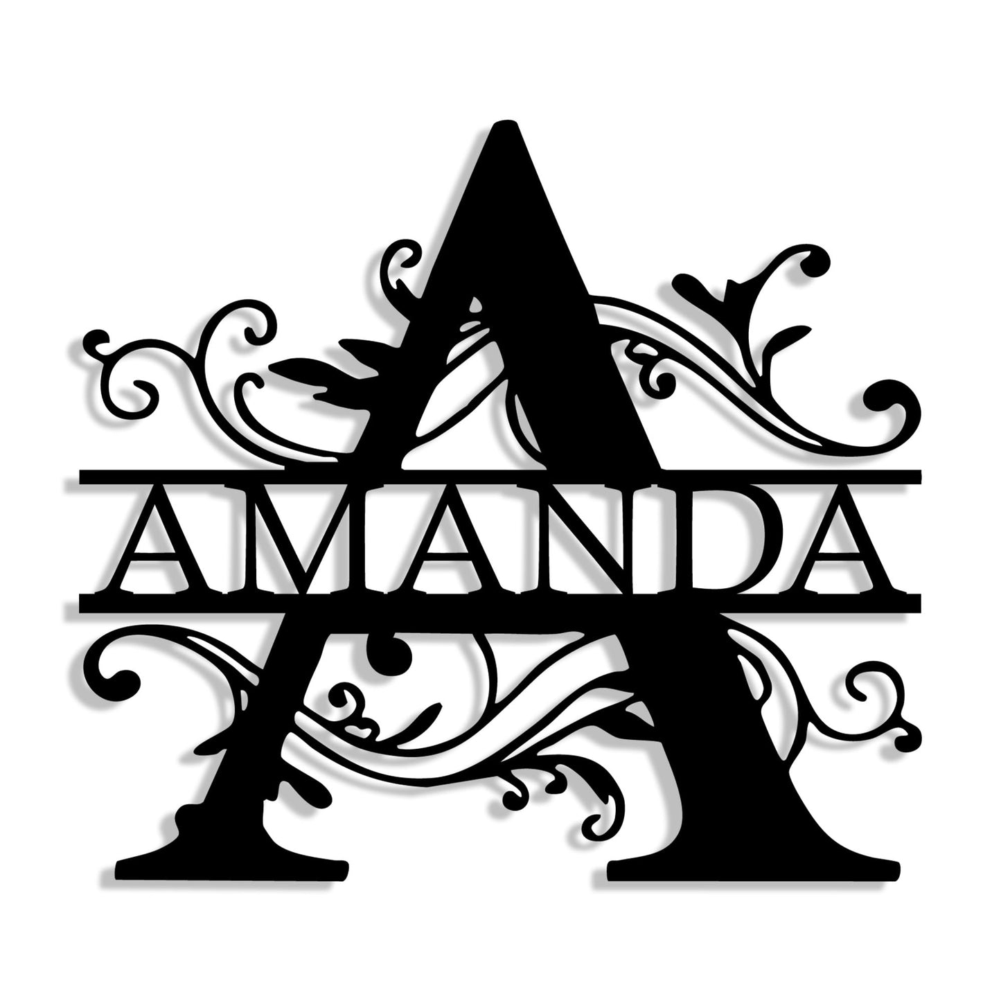 Personalized Metal Monogram Sign, Split Letter Monogram Wall Art Decor, Personalized Metal Name Signs, Custom Family Last Name Decor for Outdoor Indoor, Customized Wedding Gift, Housewarming Gift