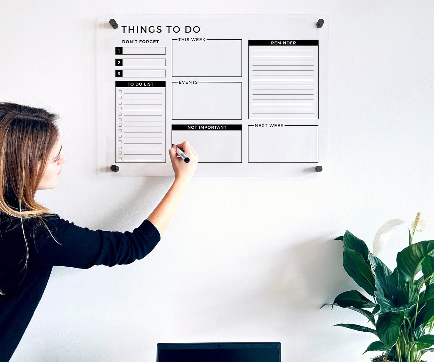 Acrylic Premium Wall Planner - Large Glass Calendar for Wall - to Do List Reminder - Large Dry Erase Board - Reusable Board for Office and Home - Dry Erase Board (18x14'' (Small))