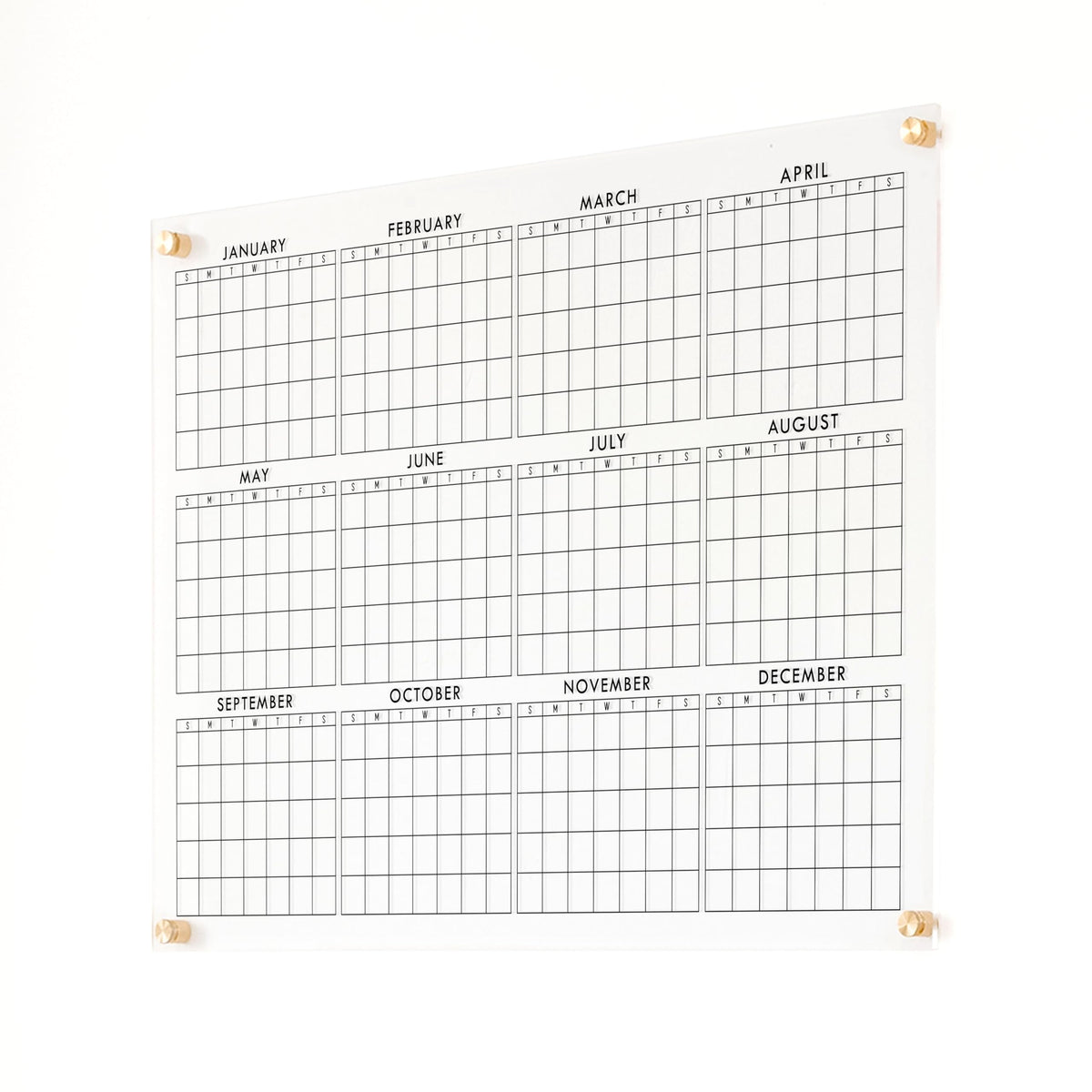 Full Year Wall Calendar, Yearly Wall Calendar 2025, Clear Wall Calendar, Acrylic Calendar, Dry Erase Calendar, Large 2025 Wall Calendar (Cursive, Champagne Gold, 31"x23" + 9"x23" slim board)
