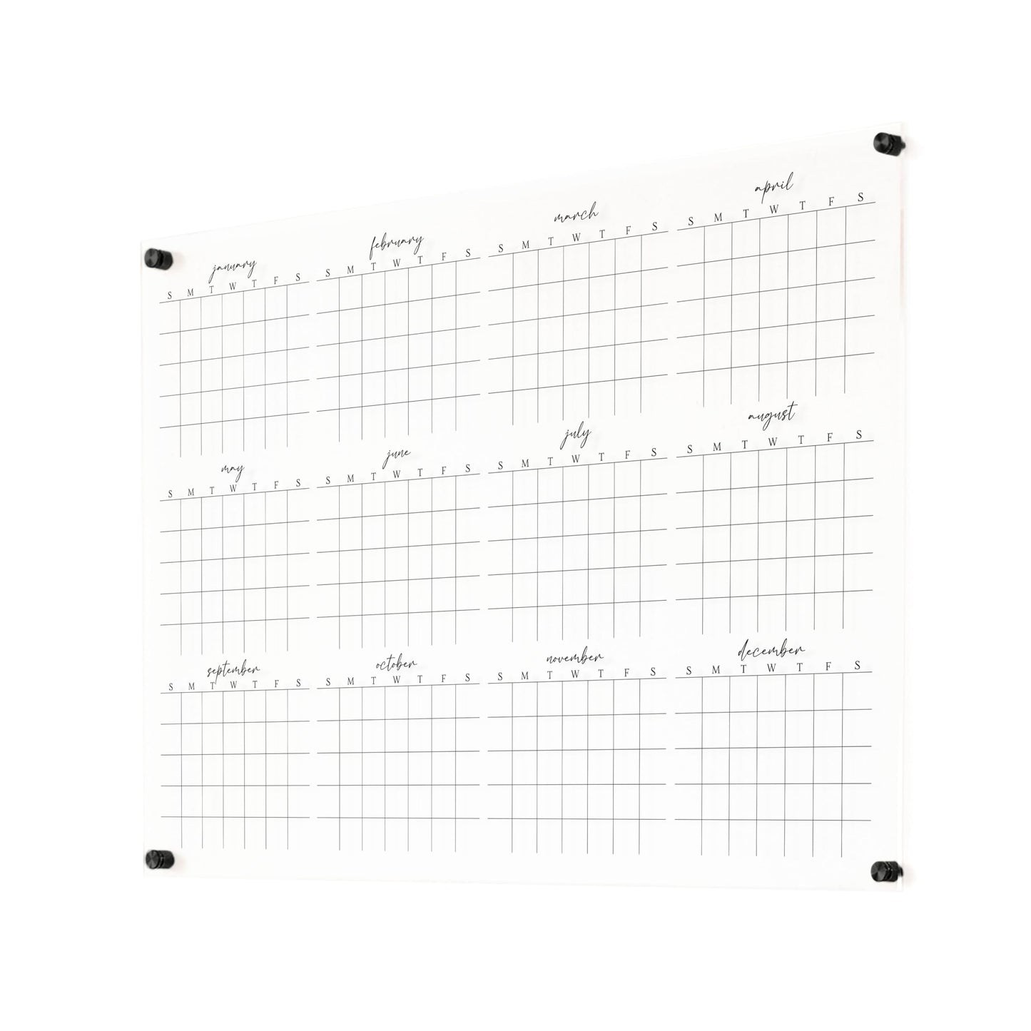 Full Year Wall Calendar, Yearly Wall Calendar 2025, Clear Wall Calendar, Acrylic Calendar, Dry Erase Calendar, Large 2025 Wall Calendar (Cursive, Champagne Gold, 31"x23" + 9"x23" slim board)