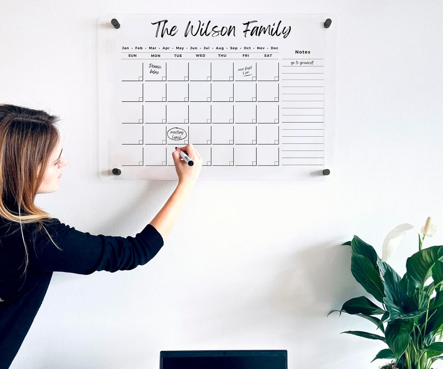 Oversize Acrylic Premium Calendar for Wall - Home Office Monthly Glass - Customizable Thick Clear Dry Erase Board - Calendar 2026 Dry Erase Planner (18x14'' (Small))
