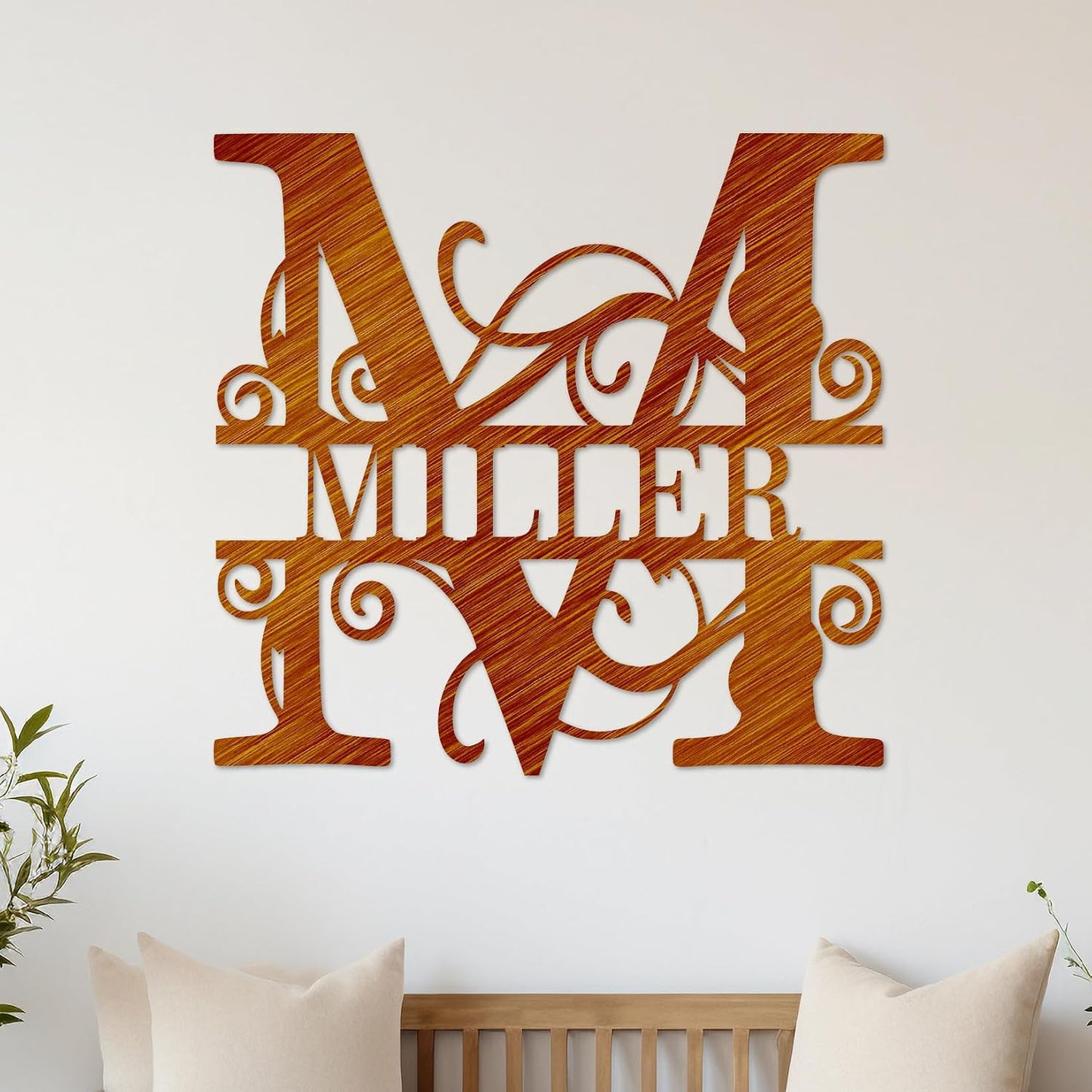 Custom Metal Name Sign | Split Letter Monogram | Outdoor Last Name Sign | Metal Wall Art, Personalized Wedding Gift, Outdoor Sign