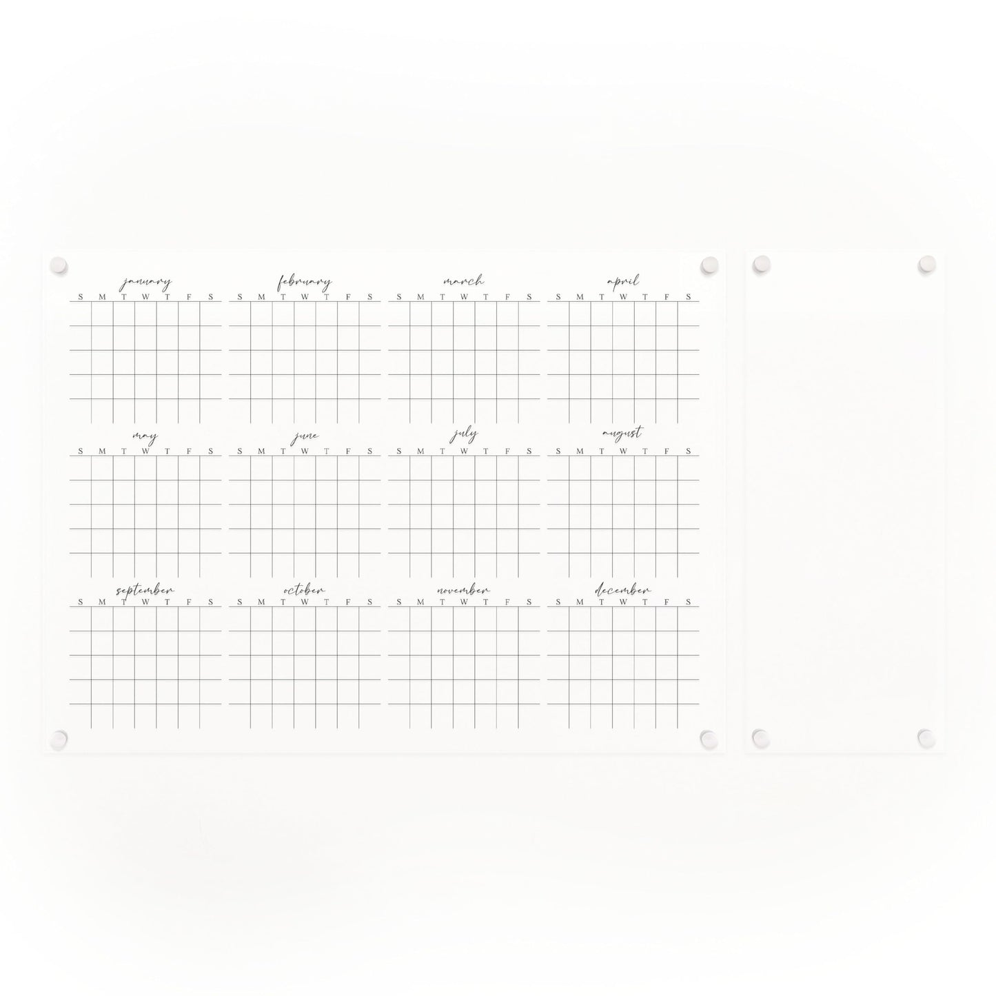 Full Year Wall Calendar, Yearly Wall Calendar 2025, Clear Wall Calendar, Acrylic Calendar, Dry Erase Calendar, Large 2025 Wall Calendar (Cursive, Champagne Gold, 31"x23" + 9"x23" slim board)