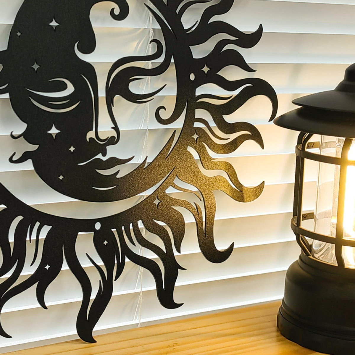 Magilab Personalized Sun & Moon Iron Wall Art - Black Celestial Plaque for Home Decor, 8-12 Inch (8 inch)