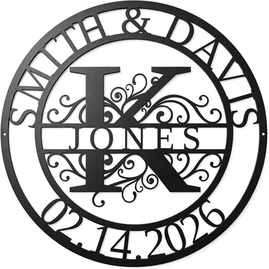 Personalized Wedding Gifts for the Couple, Custom Metal Name Sign, Family Name Sign, Personalized Wedding Gift, Wedding Gifts for Couples 2026, Metal Wall Art Outdoor (Round Name Sign)