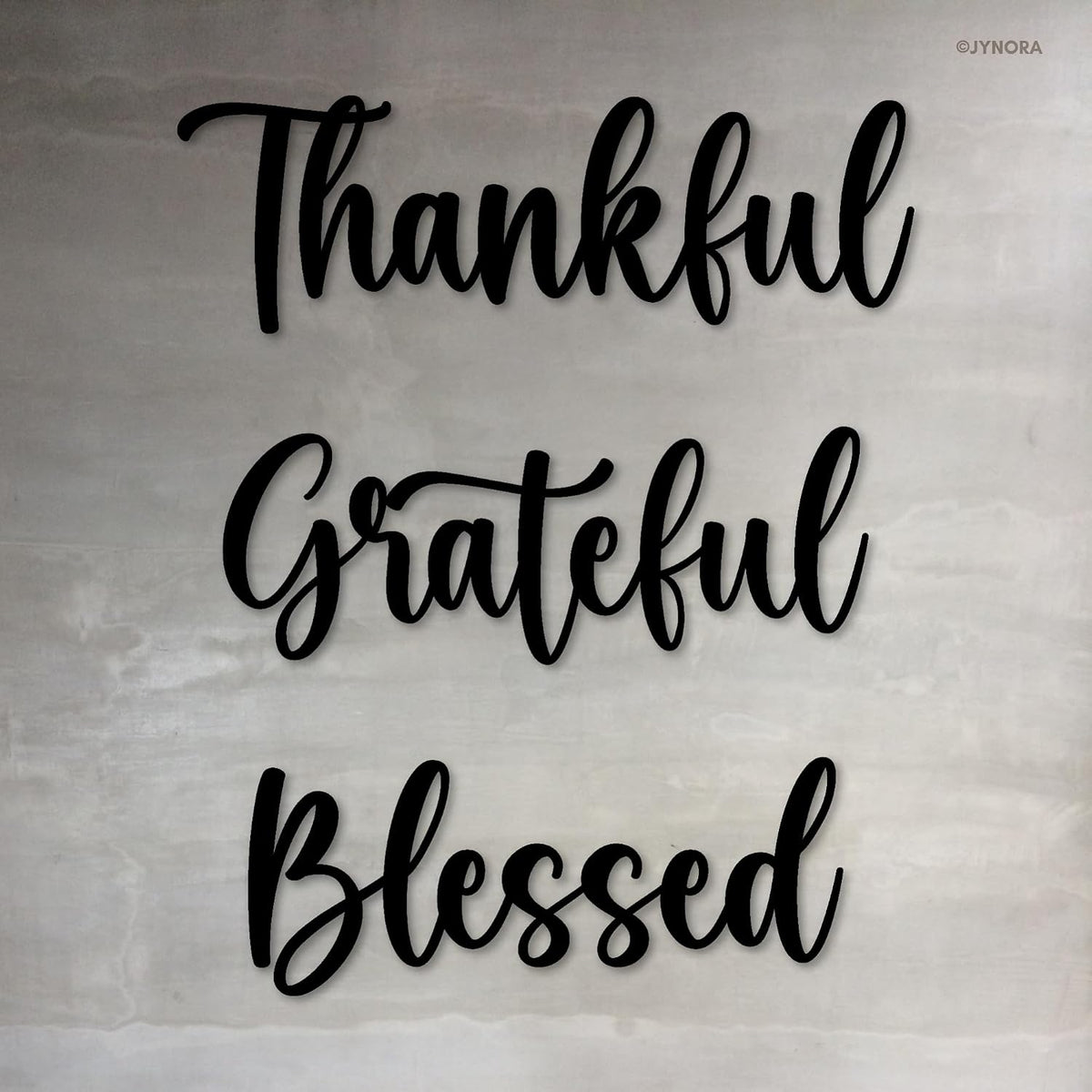 Thankful Grateful Blessed Metal Wall Art Sign | Set of 3 Black Motivational Inspirational Wall Decor | Rustic Farmhouse Home Decoration for Living Room Bedroom Kitchen | Durable Metal Plaques Gift
