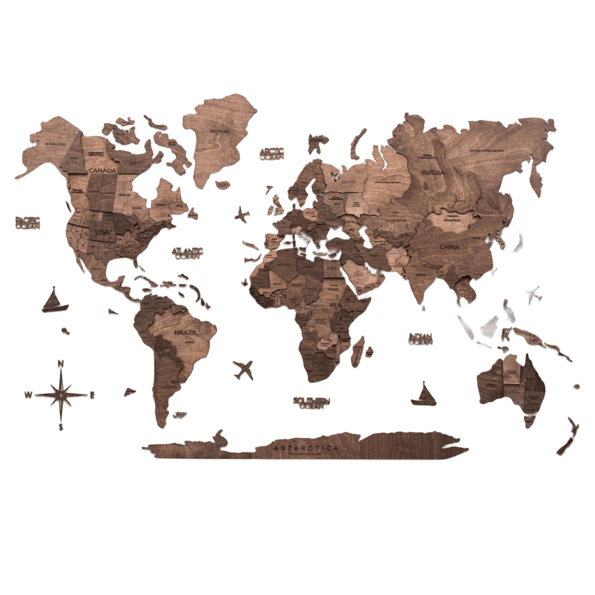 Enjoy The Wood 3D Wooden World Map Wall Art (Nature, L, Unframed) | Large Travel Map with Pins for Art Decor, Decorative Map of the World for Home, Office Travel Wall Art Housewarming Gift Idea