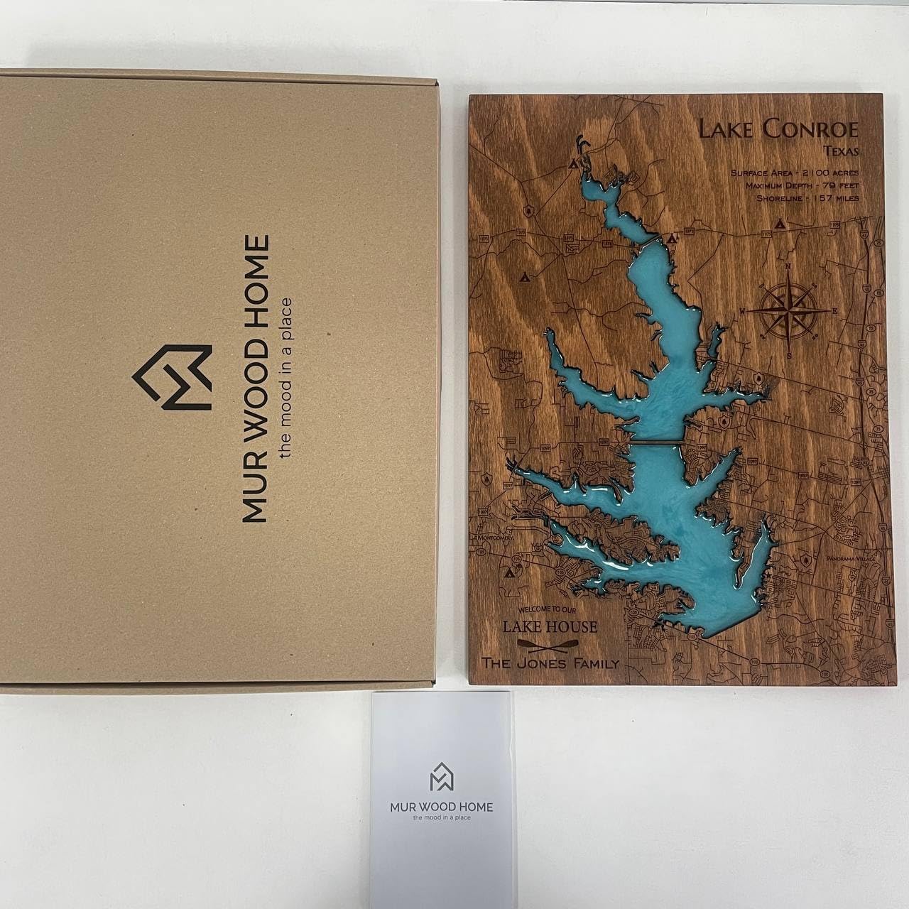 MurWoodHome Personalized Wooden Lake Map Wall Decor with Epoxy Resin, Handcrafted Lake House Decor, River or Coastline, Lake House Gifts, Housewarming Gifts for Map Lovers, Wood wall art, Nautical map wall decor