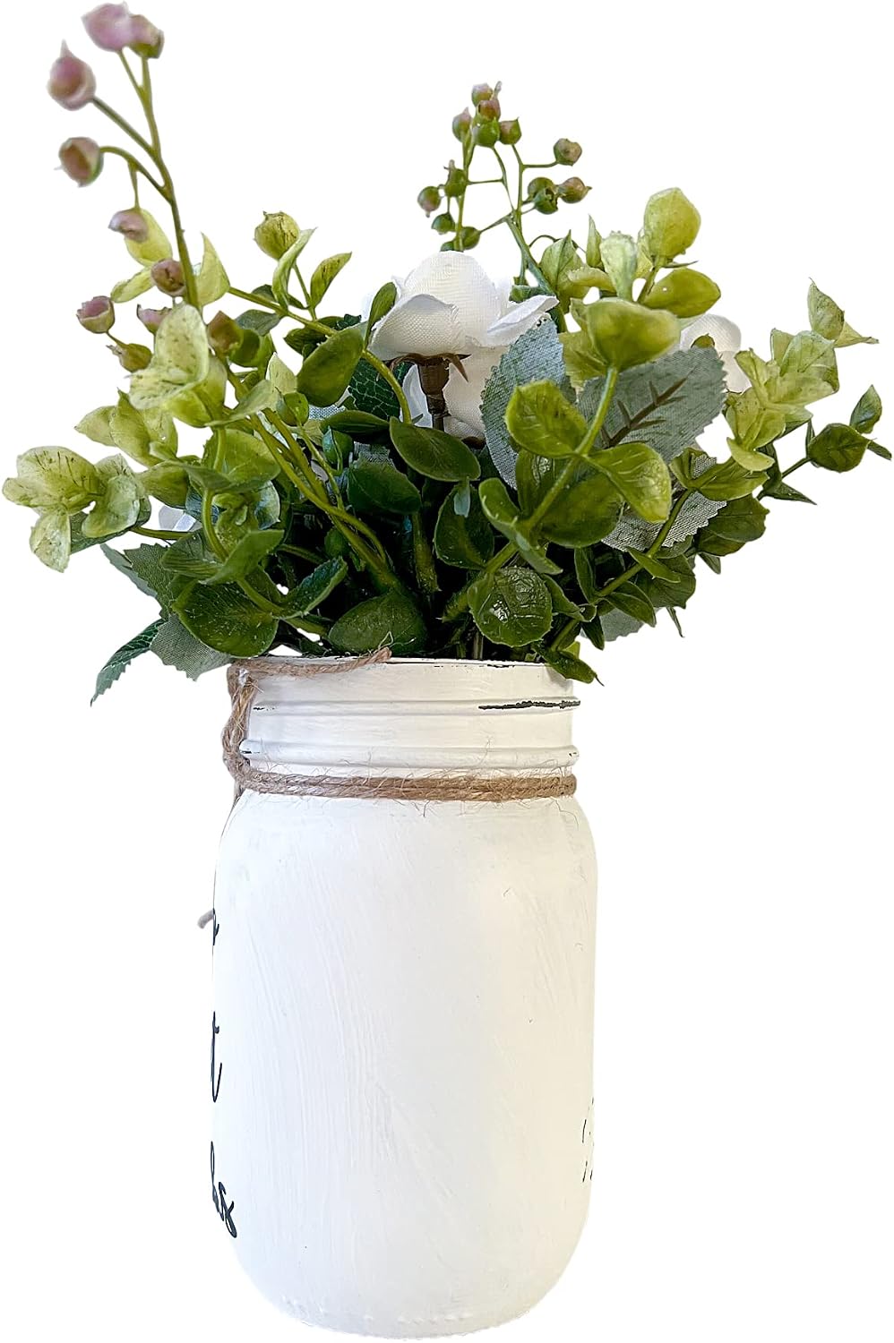 Hello Sweet Cheeks Bathroom Decor for Bathroom | Pint 16 oz, 7" Height | Hand Painted and Distressed Mason Jar Decor with Artificial Flowers | Rustic Farmhouse Funny Bathroom Decor for Shelf