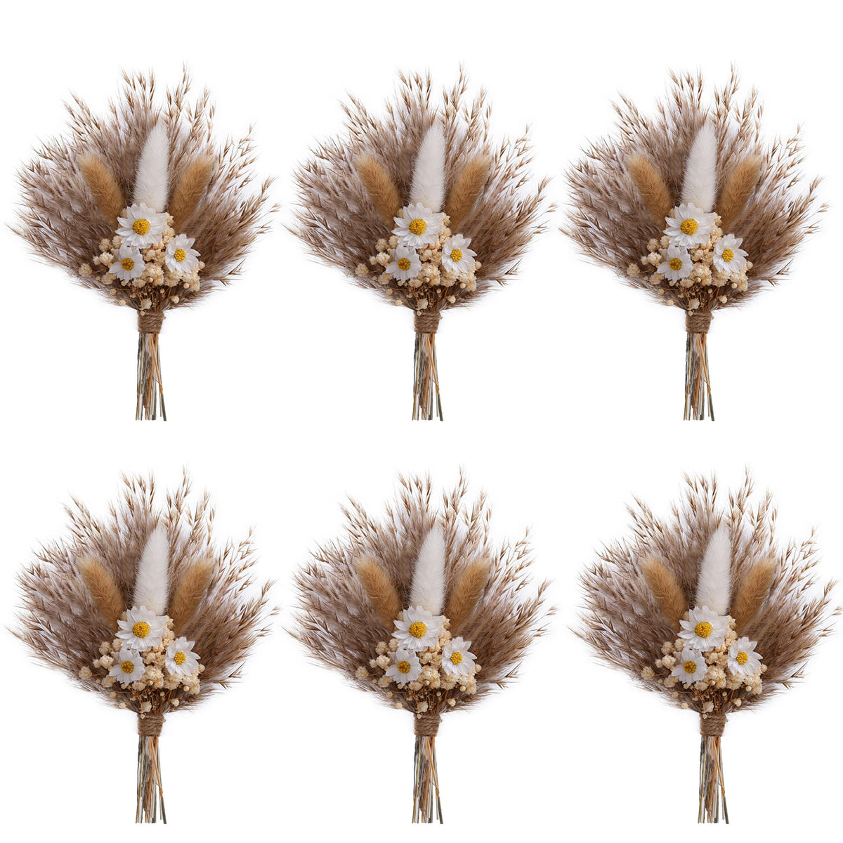 xin's convey Mini Dried Flower Bouquet (Pack of 6), Rose Bouquets, Party Favours, Bohemian Plate Decoration, Birthday Cake Dried Flower Gift Box Companion, Photography Props (Rose)