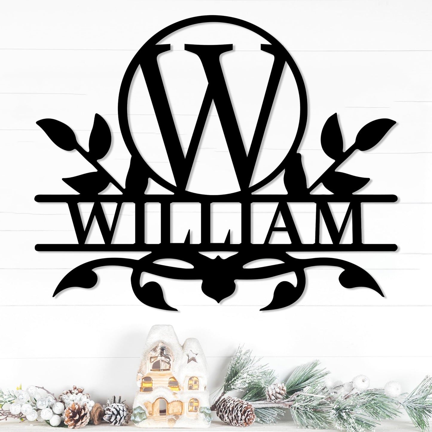 Personalized Metal Name Signs, Split Letter Monogram Wall Decor, Custom Last Name Sign, Family Name Sign for Outdoor, Personalized Wedding Gift, Garden Decor, Metal Wall Art, Housewarming Gift (MonogramDesign_8)
