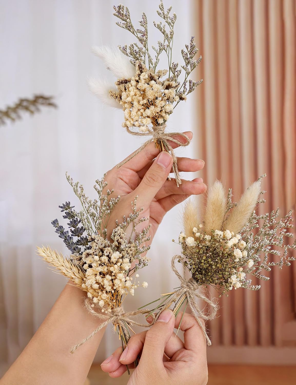 xin's convey Mini Flower Bouquet Set (12pcs), Cake Bouquet, Dried Flower Decoration, Shooting Prop, Envelope Decoration Dried Flower(Primary Colour)