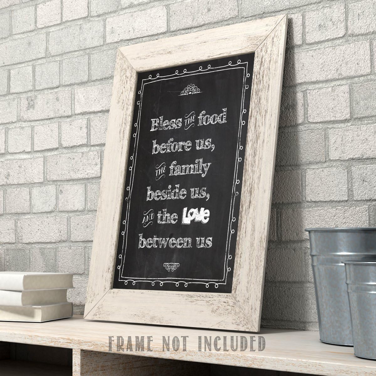 Bless the Food Before Us Print - Unique Kitchen Picture Wall Decoration and Dining Room Display, Great Housewarming New Home Gift, Chalkboard Style 11x14 Unframed Typography Art Print Poster