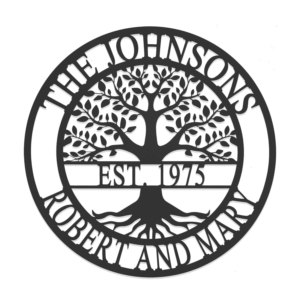 Established Family Tree Metal Sign – Custom Last Name Wall Decor for Home, Established Family Name Sign, Personalized Home Tree Wall Art (15")