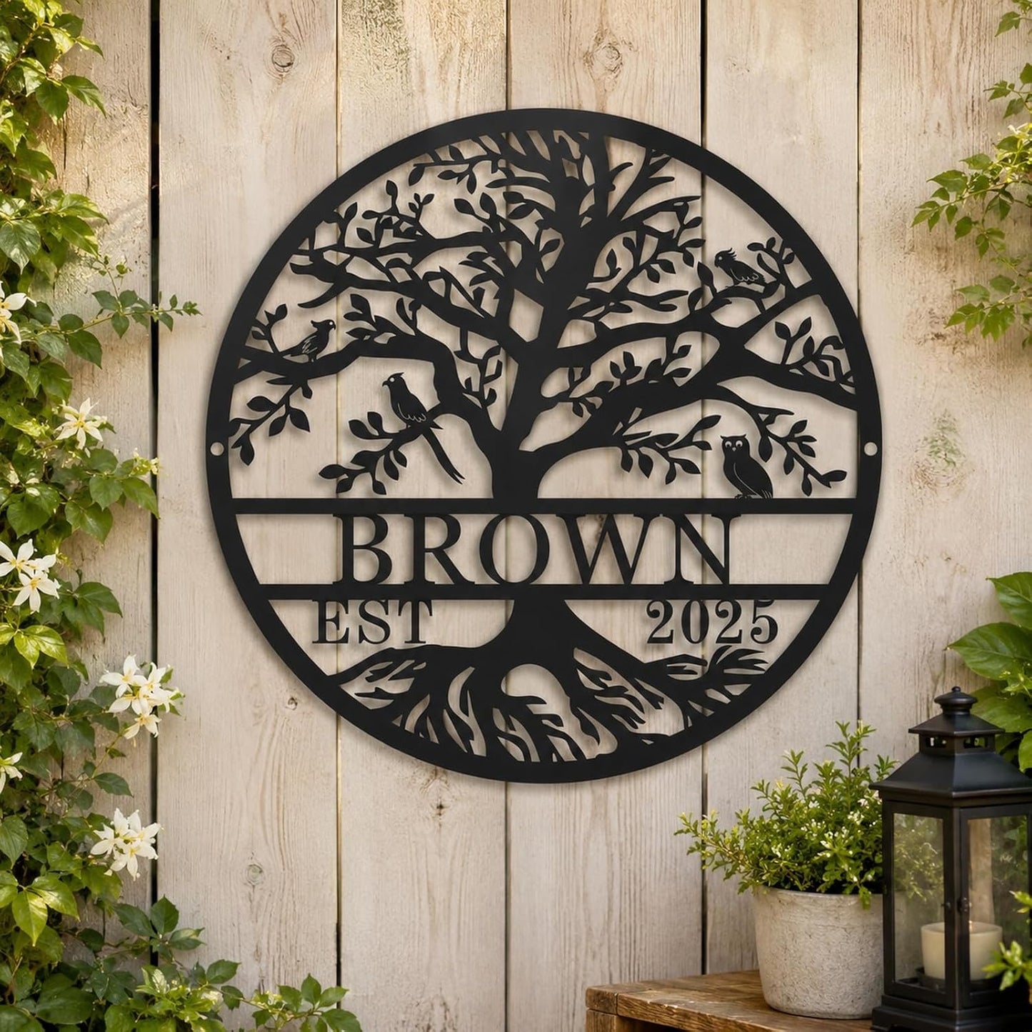 Personalized Tree of Life Metal Sign, Custom Family Name Wall Decor with Established Year, Metal Tree Wall Art for Home, Living Room, Front Door, Housewarming