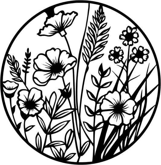 Metal Wall Decor | 27'' x 27'' x 0.05'' Flowers Themed Metal Wall Art | Handmade Indoor and Outdoor Wall Decorations