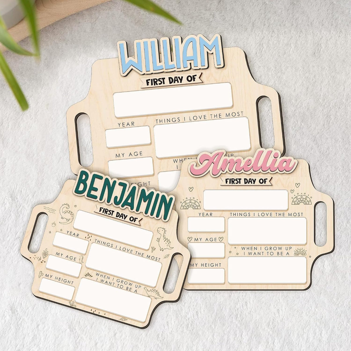 Custom First and Last Day of School Board with Wooden Name, Reusable Dry Erase School Milestone Sign for Preschool, Kindergarten & Pre-K, Back to School Photo Prop with Marker (D18)