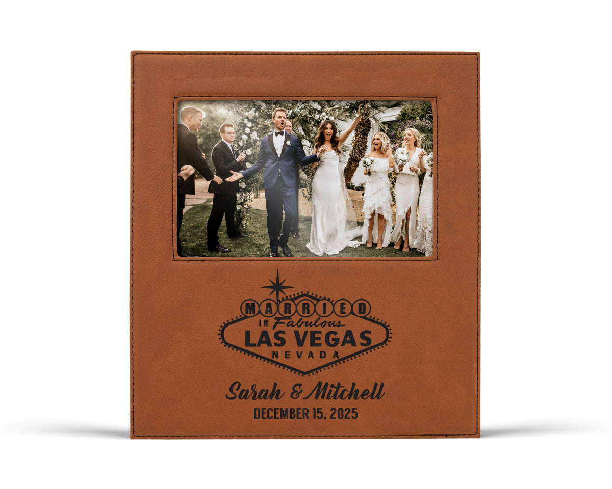 Alterd Industries Customized Picture Frames 8x10 with 4x6 Photo Display - Gift of Anniversary for Couples - Engagement Photo Display Frame with Names - Custom Photo Frame (Script - White/Black - 4x6)