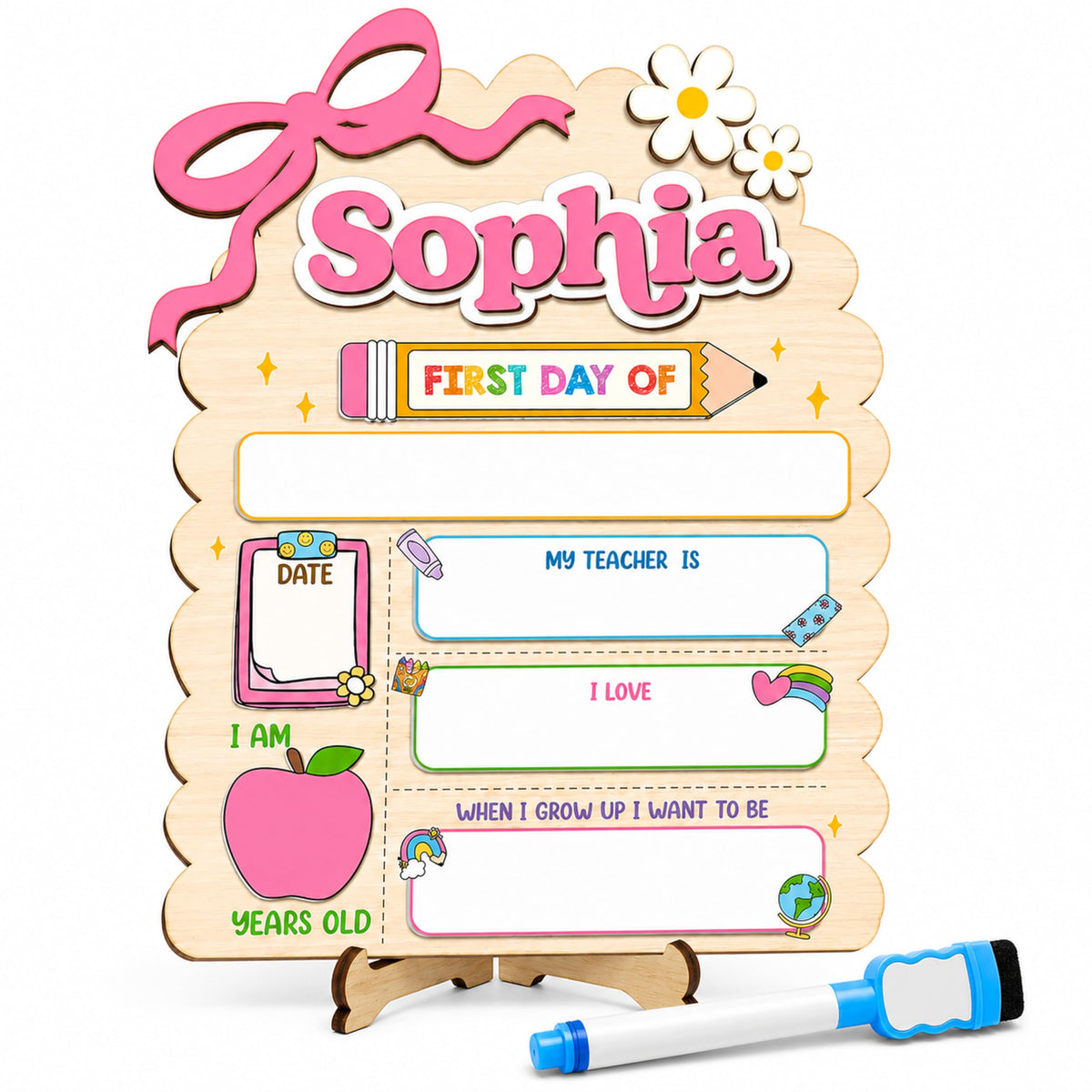 First and Last Day of School Board - Customizable Dry Erase Board, Reusable Photo Prop, Must-Have First Day of School Sign, Perfect Back to School Gift 2025