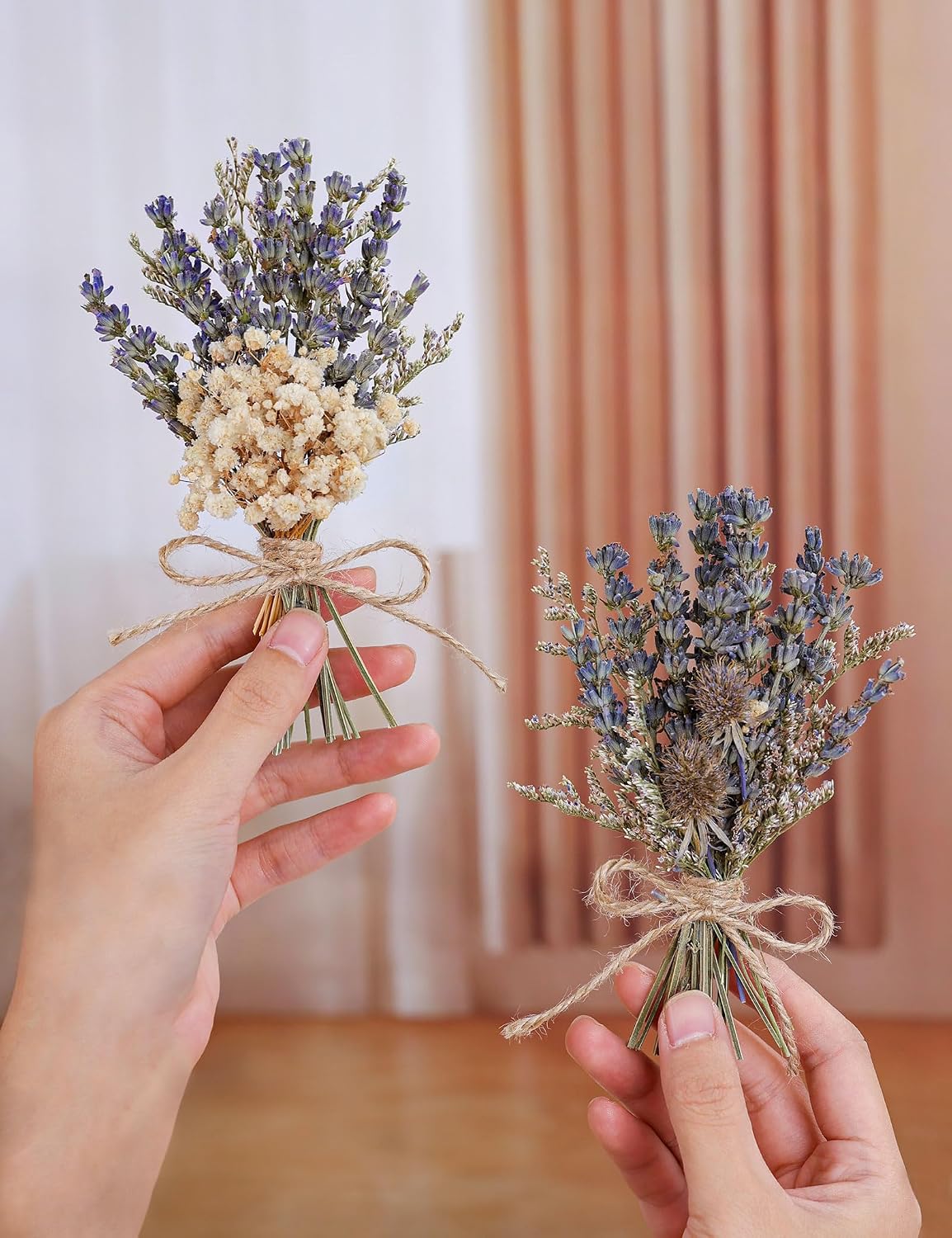 xin's convey 12pcs Lavender Bouquet, Mini Dried Flower Bouquet, Natural Lavender, Groom & Best Man Corsage, 4.5 Inches