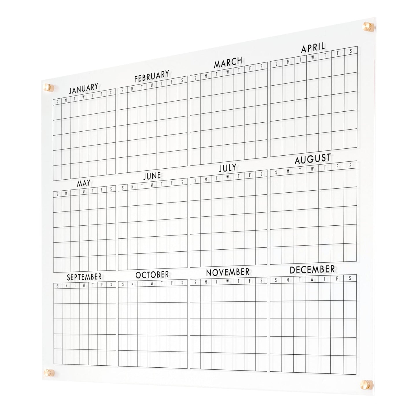 Full Year Wall Calendar, Yearly Wall Calendar 2025, Clear Wall Calendar, Acrylic Calendar, Dry Erase Calendar, Large 2025 Wall Calendar (Cursive, Champagne Gold, 31"x23" + 9"x23" slim board)