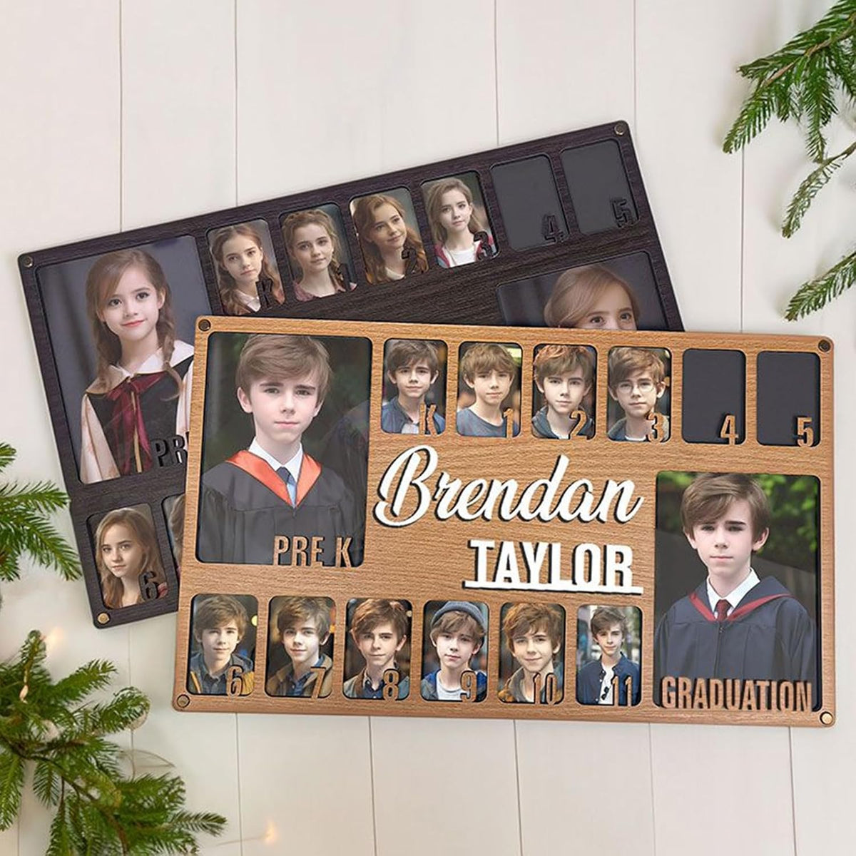Personalized Pre K to Graduation School Picture Frame, Name Custom Grade School Year Photo Frame Graduation Photo Display Board Memories Keepsake Gift for Kids