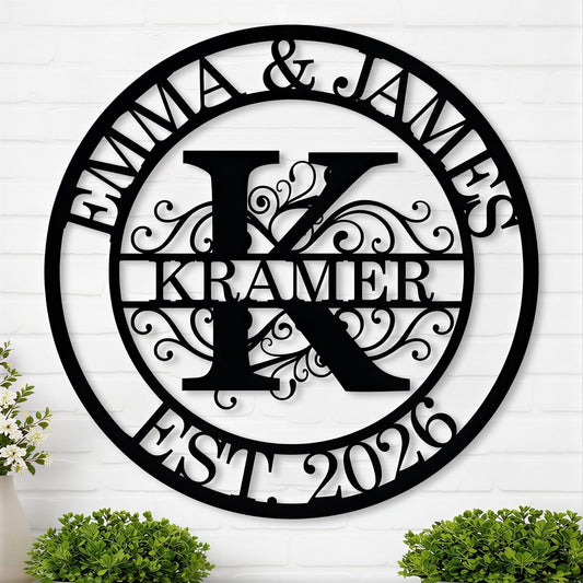 Personalized Metal Name Signs, Split Letter Monogram Wall Decor, Custom Last Name Sign, Family Name Sign for Outdoor, Personalized Wedding Gift, Garden Decor, Metal Wall Art, Housewarming Gift (MonogramDesign_8)